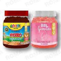 PACK 2 GOMITAS HIERRO NIÑOS  + GOMITAS AGUAJE BBL SOTTCORLABS